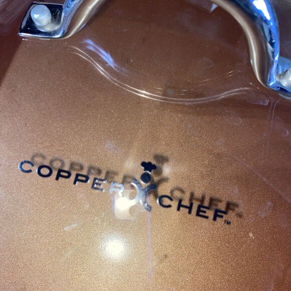 Lg. Copper Chef Casserole Pan 11" With Lid Vent Hole And Two Handles. Copper Pan - Picture 2 of 9